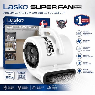 Lasko Super Fan Max High Velocity Air Mover Blower Fan 4-Speed SF-20-G3