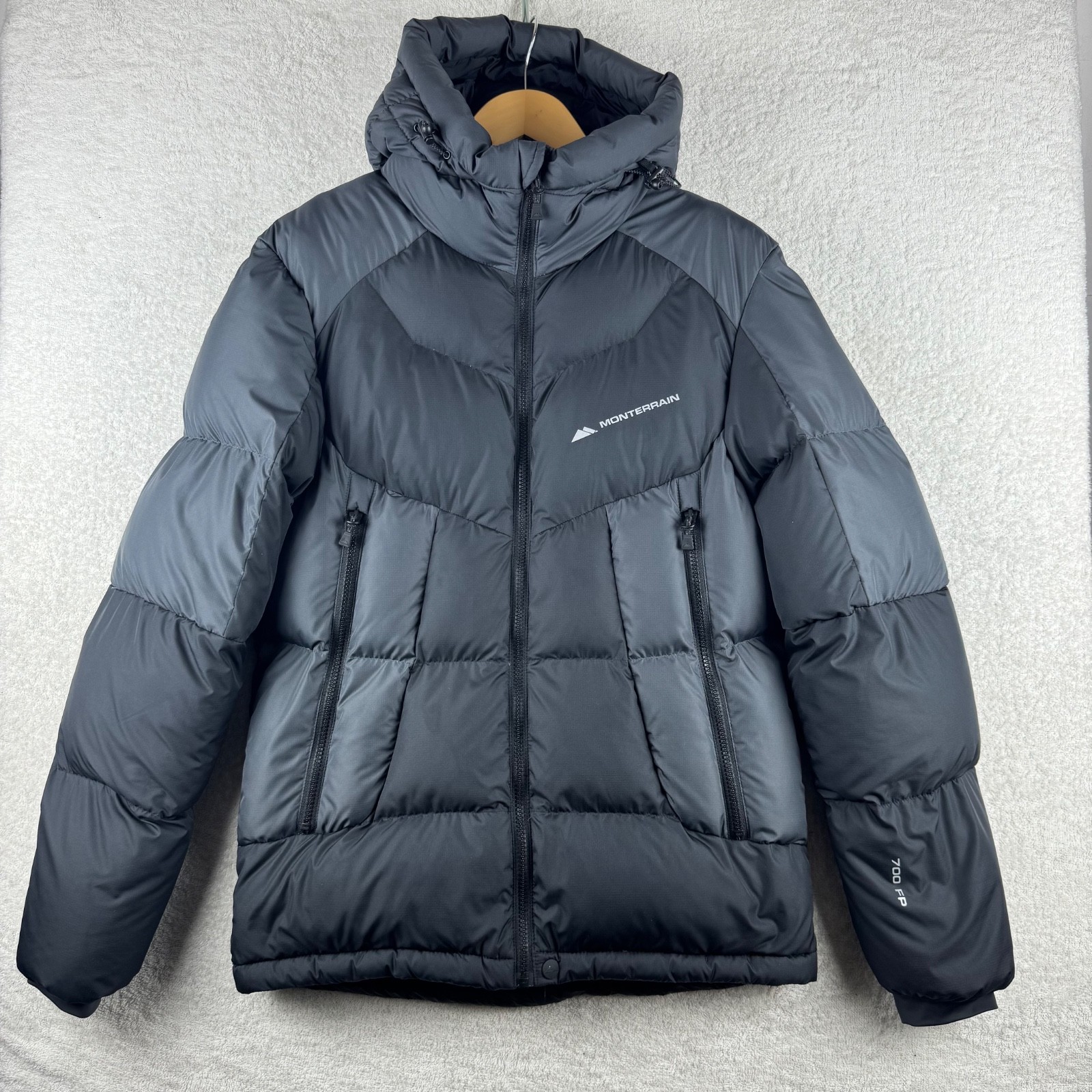 Monterrain Explorer Down Puffer Jacket Men S Black Hooded 700 Fill Lightweight
