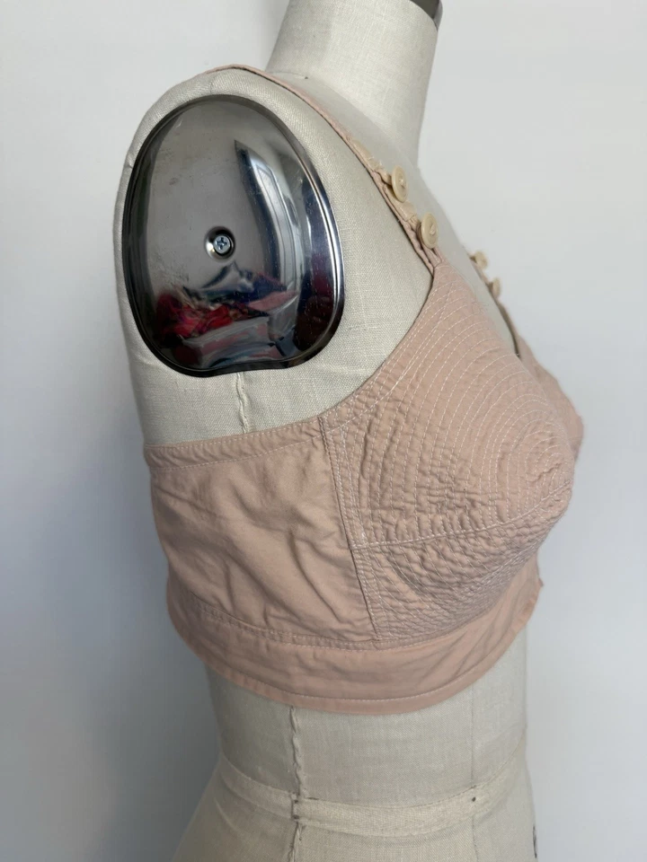 Sujetador bala vintage años 40 rosa algodón punto cono palangre pin-up burlesque 34F Foto 3 de 4