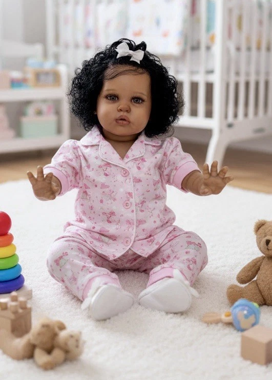 Sweet Afro American Reborn Girl Doll ELLIE By Irina Kaplanskya LE  COA - Image 3 of 4