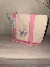 Pink Trader Joe's Mini Pastel Canvas Tote Bag