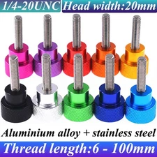 1/4-20 UNC Knurled Thumb Screws With Step Hand Grip Knob Bolts Head Width: 20mm