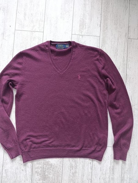 Men Polo Ralph Lauren Sweater Purple Wool XS