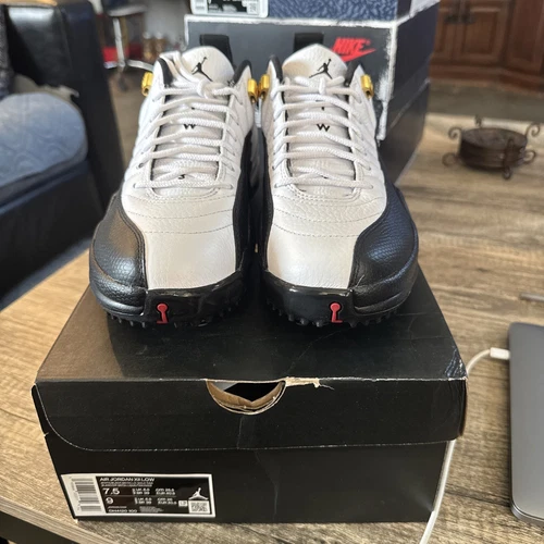 NEW Nike Air Jordan 12 Low Taxi Golf Size 7.5 White/Black DH4120-100 DS