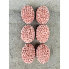 Set of 6 Handmade Crochet Chenille Easter Eggs Dusty Rose Pink Plush Decor