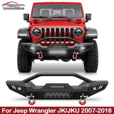 Steel Front Bumper For 2007-2018 Jeep Wrangler Jkjku Wled Lights Winch Plate