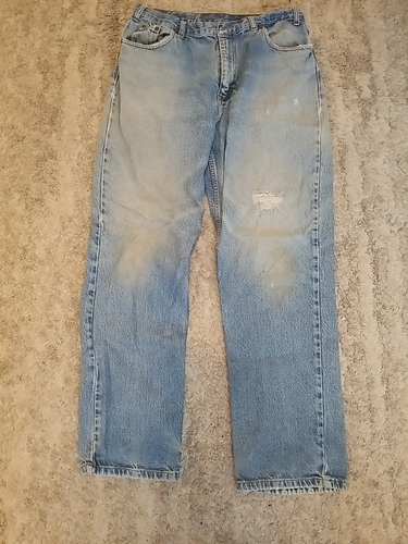 Naturally Distressed Used Aramark Genuine Jeans W36xL32 5 pocket 7 loop Holes