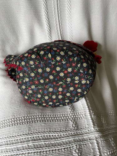Vtg Handmade Blue Retro Kitchen Rooster Weighted Door Stop Calico Print 11x9 - Picture 4 of 5