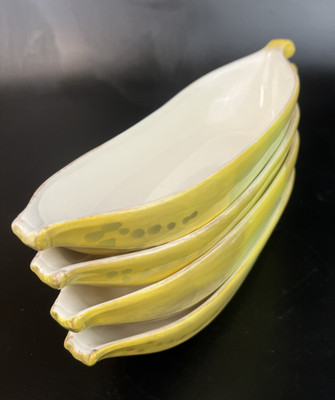 Vintage Set of 4 Ceramic Banana Split Ice Cream Boats