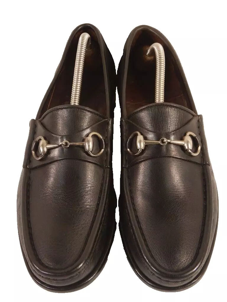Mocassins Gucci 110 0009 cuir noir Horsebit taille 42 B / US 8,5