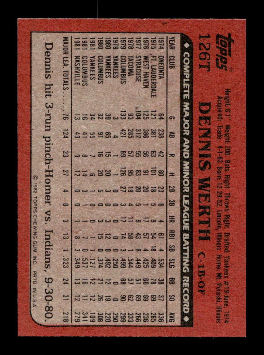 1982 Topps Traded 1-132 EX-MT/NM Pick From List All PICTURED - Picture 117 of 501