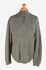 Chaps Half Zip Neck Jumper Pullover Warm Vintage Grey XL-IL2529