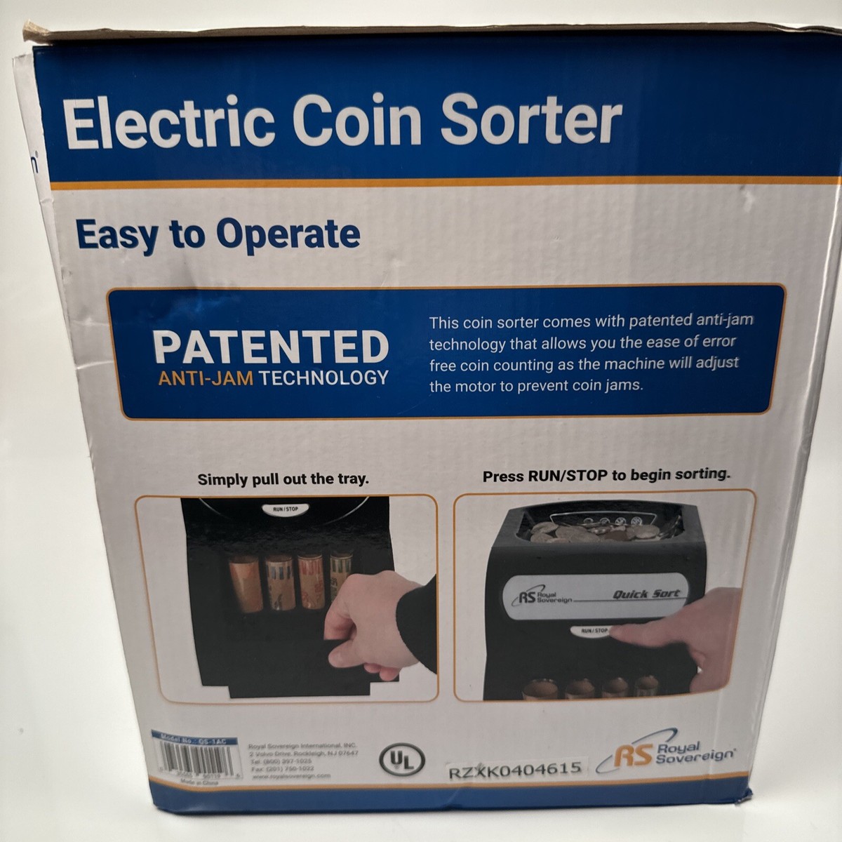 QS-1AC Coin Sorting Machine Royal Sovereign QS-1AC Electric Coin Sorter ...