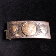 Vintage Aztec Calendar Belt Buckle Mexico VHLC Plata De Jalisco Sterling w/ Gold