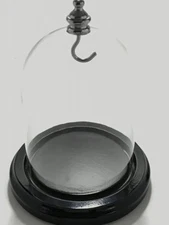 Pocket Watch Display Dome SilverKnob and Hanger Glass with Black Base, Free Ship