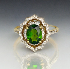 Diamond Green Tourmaline Ring 9ct Gold 3 grams Real Diamonds Size N New