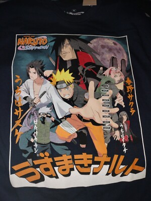  Naruto Shippuden Graphic Print T-Shirt Medium Naruto Uzumaki, Madara