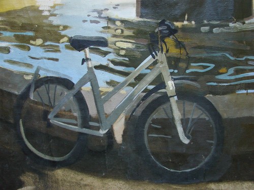 Ukrainian Oil Painting Urban Art bicycle fountain impressionism realism - Picture 3 of 7
