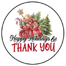 HAPPY HOLIDAYS AND THANK YOU ENVELOPE SEALS LABELS STICKERS PARTY FAVORS