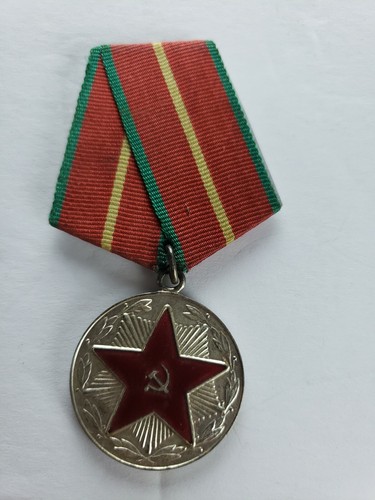 Soviet Russian SILVER Medal 20 Y Excellent Impeccable MVD Police Service USSR - Afbeelding 2 van 6