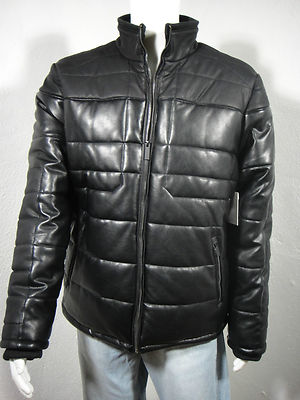 NWT CALVIN KLEIN White Label Faux Leather Lightly Textured Puffer Jacket size XL