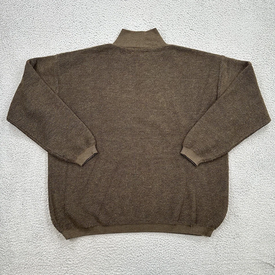 Suéter Pullover Para Hombre The Territory Ahead XXL 2XL Marrón Lana 1/4 Cremallera Hecho en Italia Foto 2 de 4