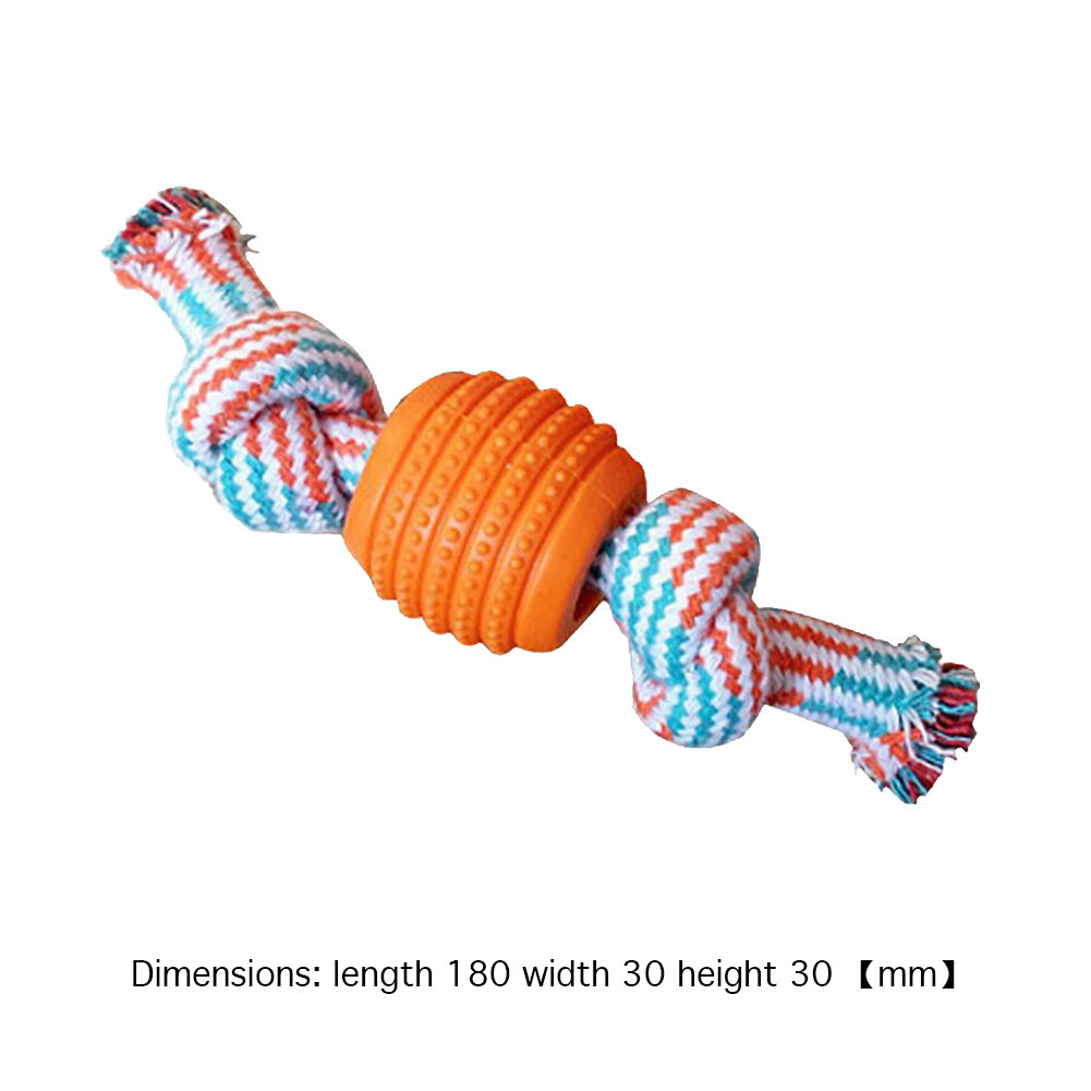 Dog Double Knot Ball Cotton Rope Bite Resistant Tooth Clean Toy (Orange