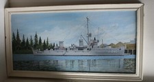 HMS Chance J340 Royal Navy Minesweeper – Framed Signed Naval Ship Painting
