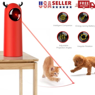 Cat Laser Toy Automatic Indoor Motion Activated 3 Settings Interactive Recharge