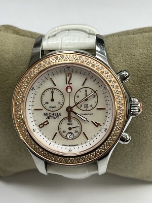 Michele Jetway Rose Gold 112 Diamonds Stainless Steel Size