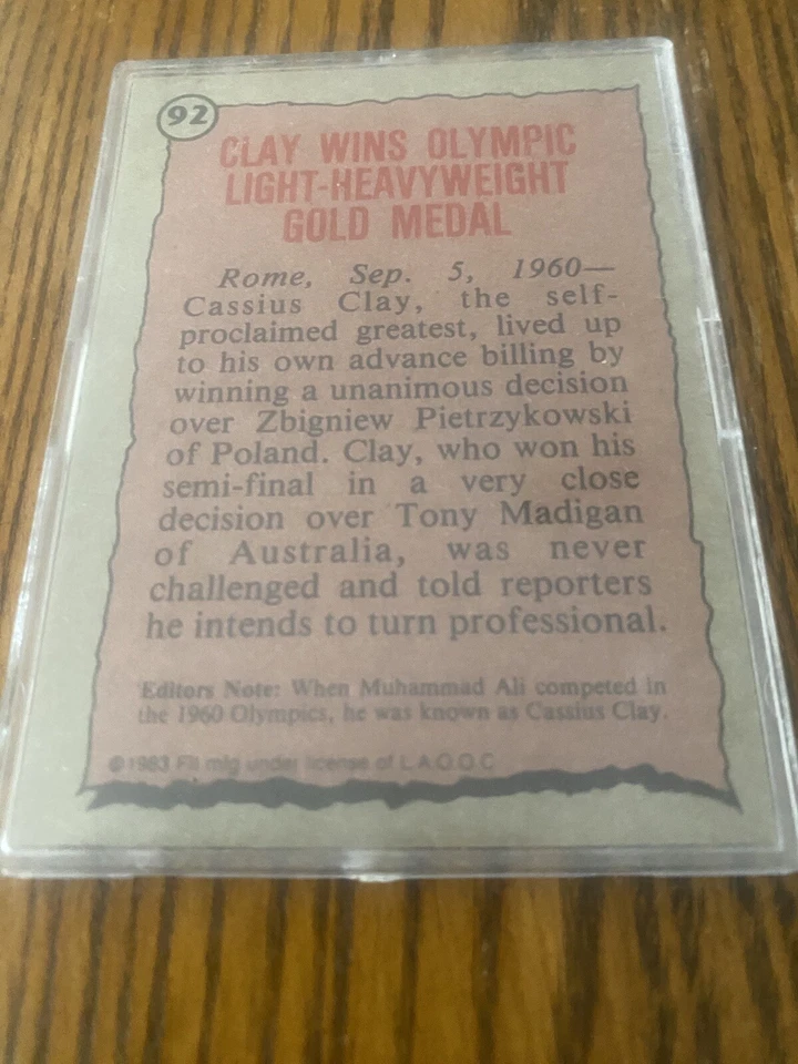1983 Greatest Olympian’s XVIIth Olympiad 1960 Roma Cassius Clay cartão comercial EUA - Imagem 3 de 4