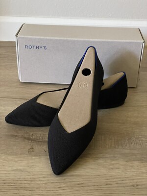 Rothy's The Flat Black Solid Slip On Shoes Women's Size US 9- New! 003-109