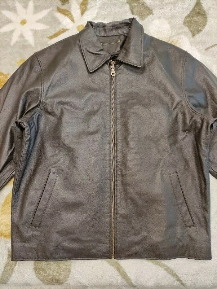 Chaqueta de cuero Wilda Harrison nueva sin etiquetas, talla 2XL, color marrón, chaleco forro con cremallera Foto 4 de 4