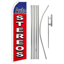 Auto Stereos Advertising Swooper Feather Flutter Flag Pole Kit Car Radio RD/BL