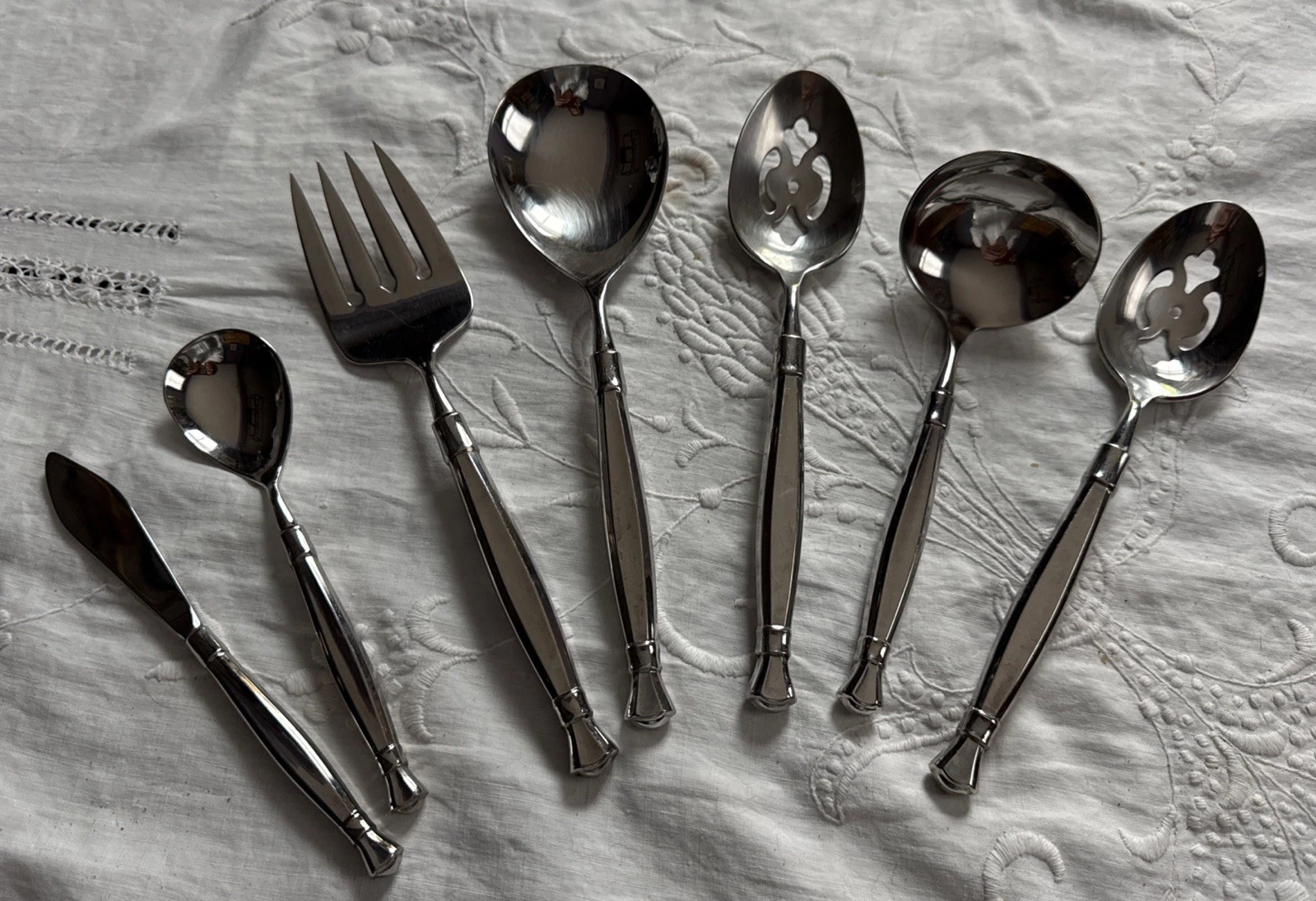 Oneida ACT I Glossy Hostess Serving Set 7 Pc Vintage Stainless Steel Ladle Fork