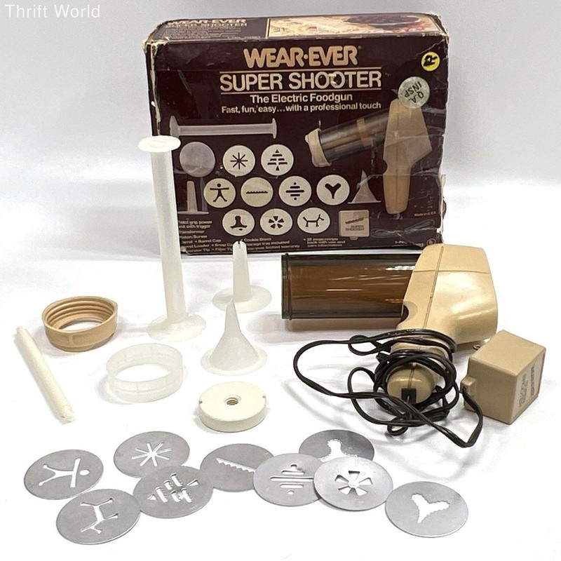 Vintage Wear-Ever Super Shooter Electric Food Gun Cookie Press Kit With Box