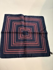 Vintage Silk Pocket Square Blue Red Made In Italy