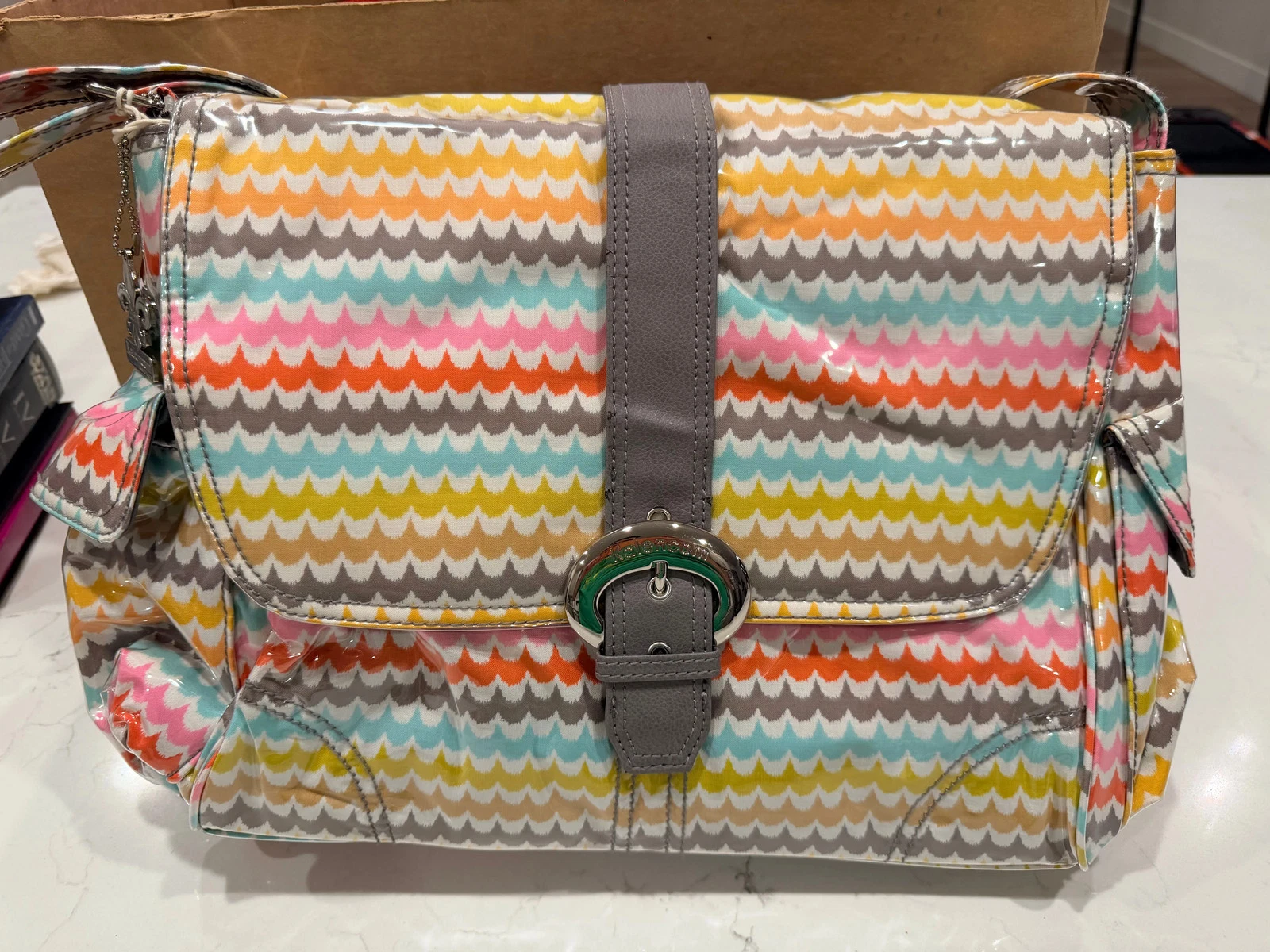 Kalencom Laminated Diaper Bag Set NWT Womens Purse Changing Pad Bottle Holder