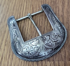 Vintage VOGT Sterling Silver Western Etched Belt Buckle 48.49 Grams