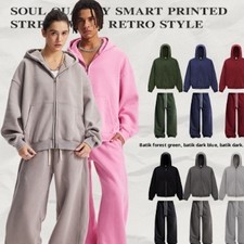 Unisex Oversized Tracksuit Zip Hoodie Joggers Set Streetwear Multi Colors