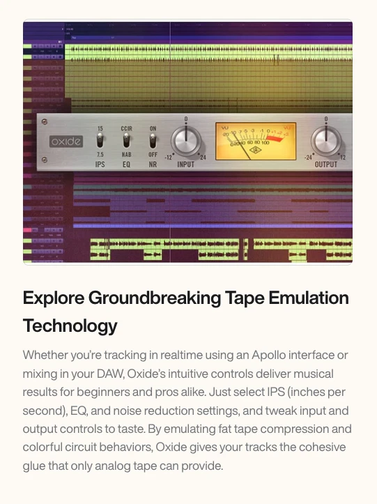 Universal Audio – Oxide Tape Recorder – VST / AU / AAX / Audio-Plugin - Image 4 of 4
