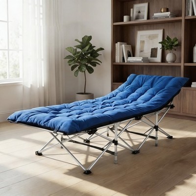 Portable Camping Cot, 150kg Max Load, Extra Wide with Thick Mattress