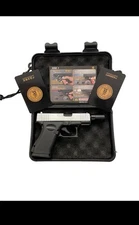Pistol Shaped Gun Lighter METAL W/ Case & Barrel Attachment