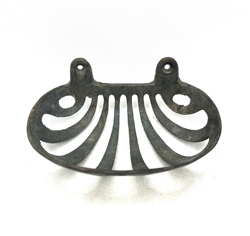 Antique Original Black Metal Wall Mount Soap Dish Holder Basket , 1900s Salvage