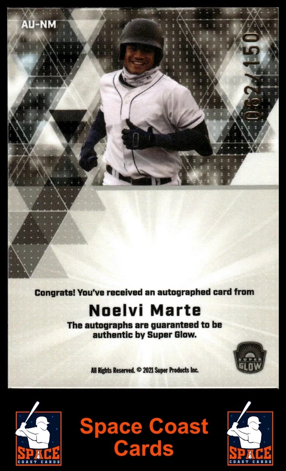 2021 Super Glow Sports Noelvi Marte Autograph Blue Glow #/150 - Image 2 of 2
