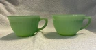 Fire King Oven Ware Jade-ite "Jane Ray" Signed Ribbed Coffee Cups (2)