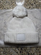New Love Your Melon Monochrome White Knit Beanie w/ Oversized Pom 117 Clothing