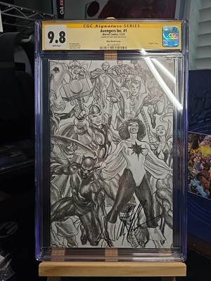 AVENGERS INC 1 CGC SIGNATURE SERIES 9.8 ALEX ROSS VIRGIN SKETCH COVER AL EWING .