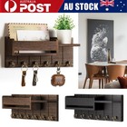 Wall Mounted Wooden Key Holder 6 Hooks Key Hanger with Storage Shelf Home Decor