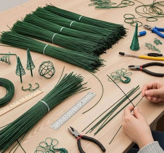 18" Green Painted Wire - Craft & Flower Arrangement - Image 4 of 4